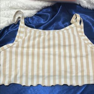 Hollister Tan and White Striped Bikini Top